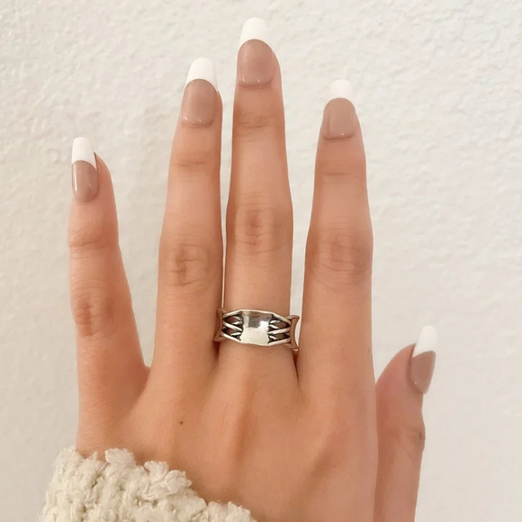 925 Sterling Silver Criss Cross Ring Geometric Ring Minimalist Ring Band - Picture 9 of 11